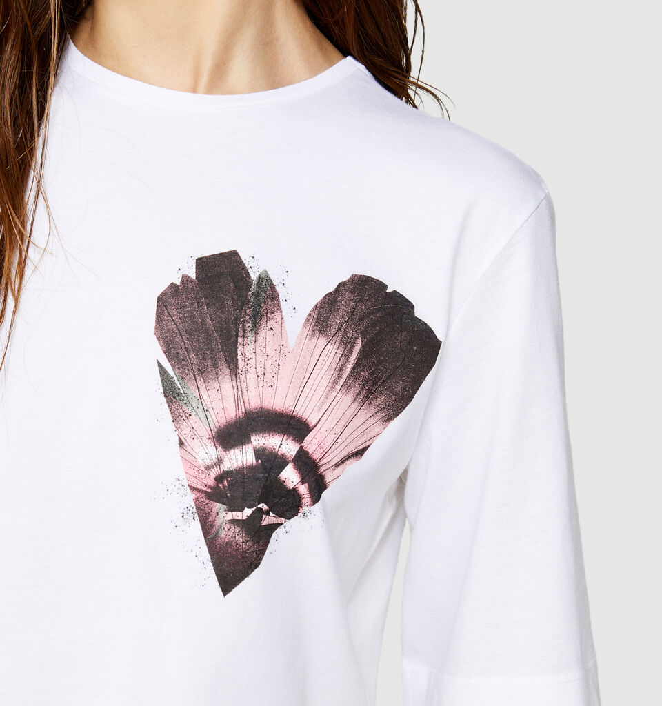 Organic cotton t-shirt with print - women's short sleeve t-shirts - White | Sisley image number 5